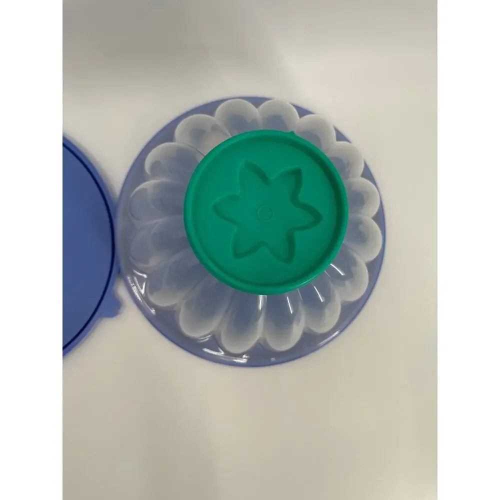 vintage Tupperware jel-ring jello mold purple aqua and clear